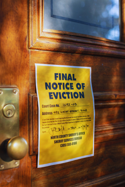 Property management screening workflow illustration for eviction and public-record review.